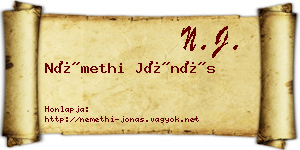 Némethi Jónás névjegykártya