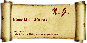 Némethi Jónás névjegykártya